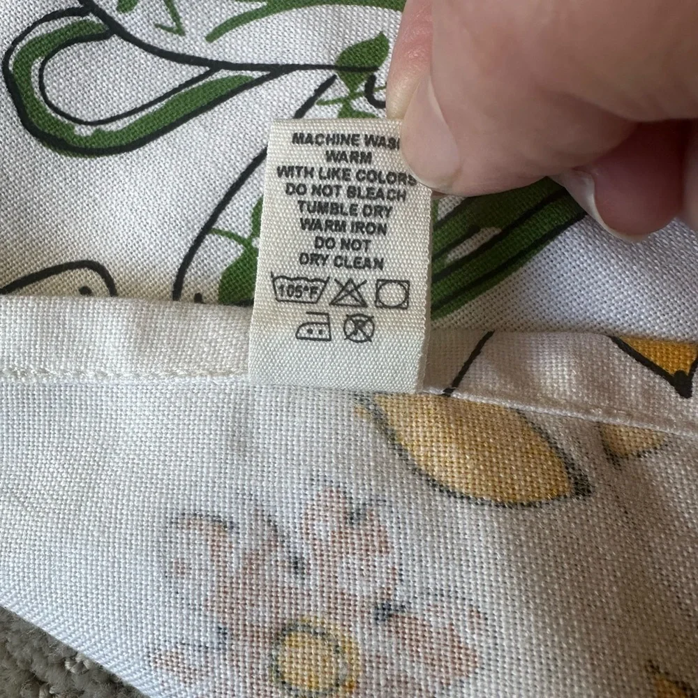 NEW Anthropologie 2 Cotton Tea Towels Bird Teapot Floral Mid Century Print